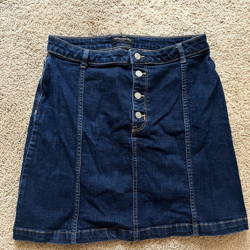 Denim Button-Front Skirt